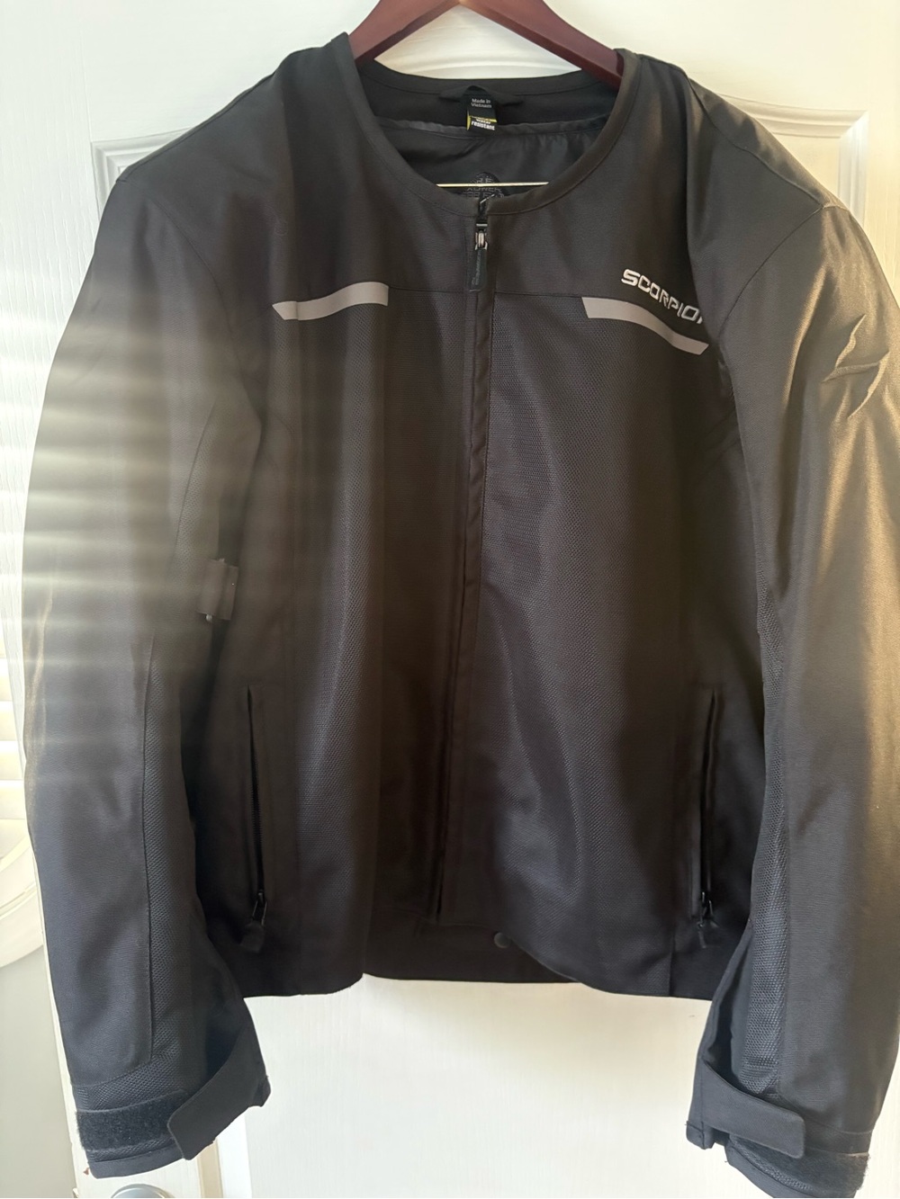 black Scorpion EXO mesh motorcycle jacket with reflective chest stripes XXL